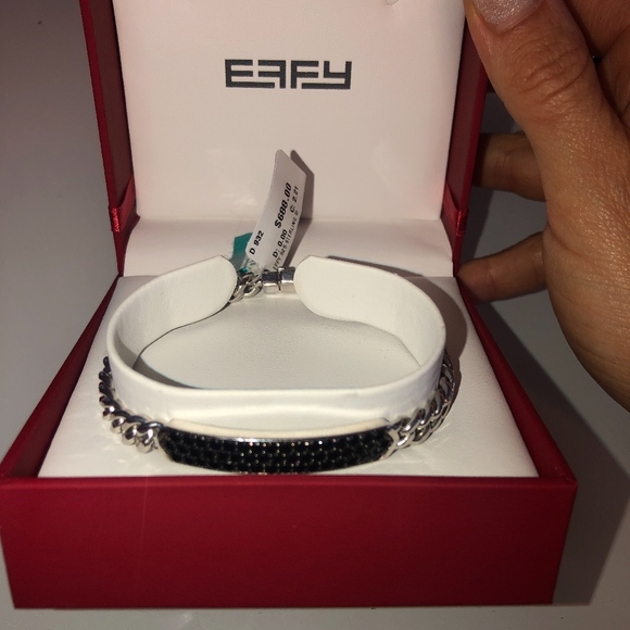 EFFY STERLING SILVER & BLACK SAPPHIRE BAR BRACELET - Picture 2 of 7